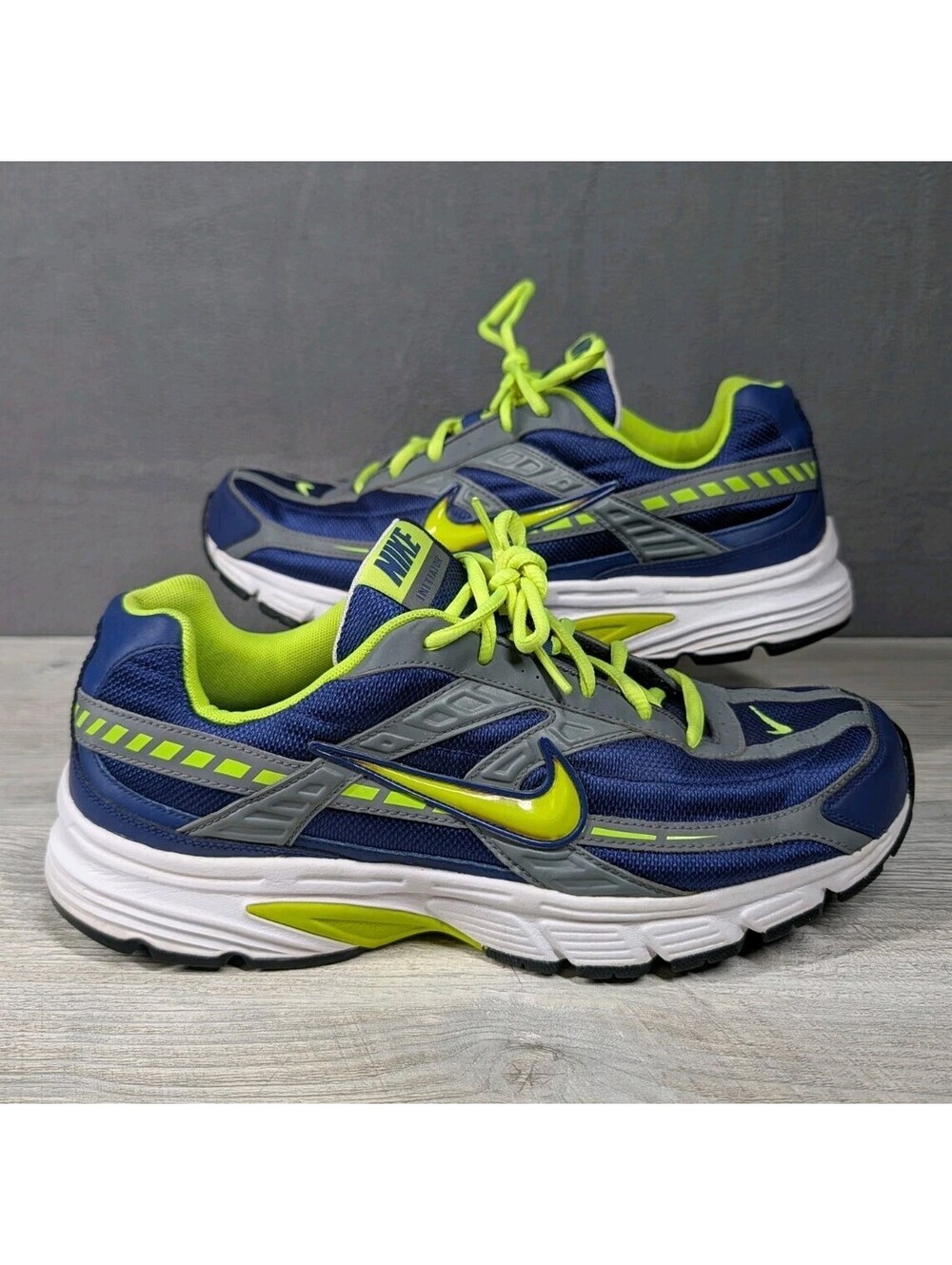 Nike Mens 12 Blue Volt Gray Initiator 394055 400 Retro Running Sneaker Dad Shoes